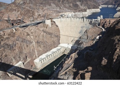 View Of Historic Hoover Dam From The Newly Opened Bypass Highway Bridge.