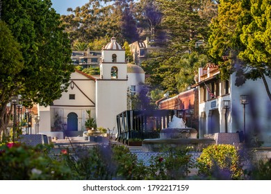View of the historic Spanish Colonial era Mission San Buenaventura in Ventura, California.