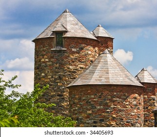 View Of Historic Stone Silos In Westchester County, NY