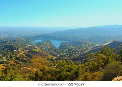 View of Hollywood Reservoir in Los Angeles, California, USA.