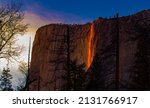 The view of Horsetail Fall, located in Yosemite National Park in California 