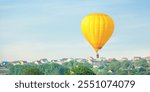 View of hot air balloon in countryside