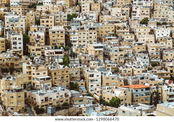 View of houses on hills in the center of Amman,\
the capital of Jordan