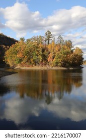 A View Of Hubbard Park’s Mine Island On A Autumn Sunny Day