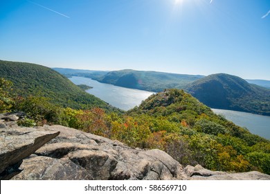 View Of Hudson River And Valley With Mountains In Autumn Near NYC