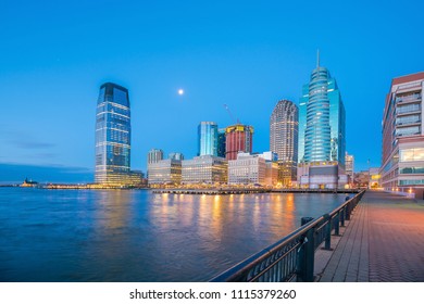 View From Hudson River Waterfront Walkway In Jersey City