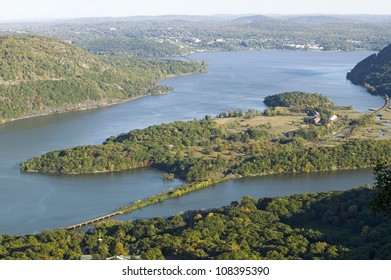 View Of Hudson Valley And River At Bear Mountain State Park, New York