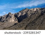 VIew of Hunter Peak and Permian Reef at Guadalupe Mountains National Park Pine Springs West Texas