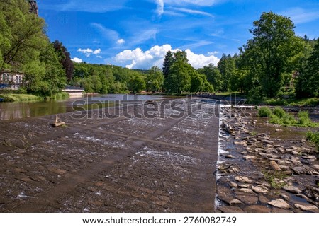 View of hydraulic structures for flow regulation in the river