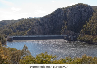 View Of Hydroelectric Dam Wall In Tasmania, Australia