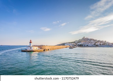 View of ibiza lighthouse from sea, Ibiza, Balearic Island