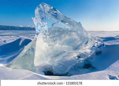 View Of Ice Floe On Winter Baikal Lake