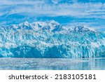 A view of the ice wall of the Hubbard Glacier in Alaska in summertime