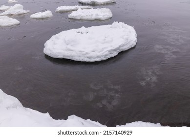 A View Of The Icy Particles In Lake Superior, Great Lakes, Michigan, USA In Winter