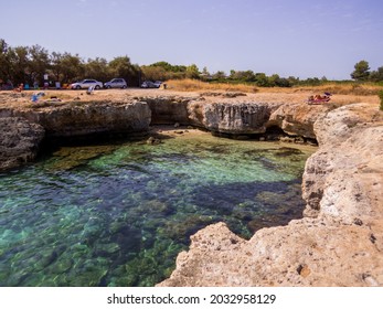 View Of The Idyllic Cala Di Torre Cintola Near Monopoli, Province Of Bari, Italy