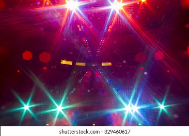 View From The Illuminated Empty Concert Stage To The Dark Auditorium