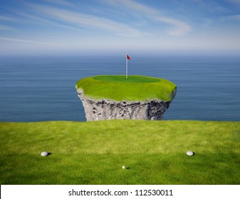 View Of An Impossible Golf Link Viewed From The Tee Box.