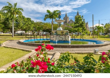 View of Independence Square and Immaculate Conception Catholic Co-Cathedral, Basseterre, St. Kitts and Nevis, West Indies, Caribbean, Central America