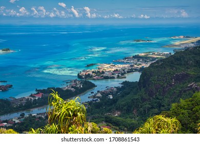 View At Indian Ocean From Mountaintop Of Copolia Trail With Sweeping Views Across Mahé’s Seaboard. Seychelles