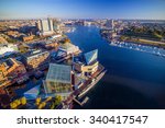 View of Inner Harbor area in downtown Baltimore Maryland USA