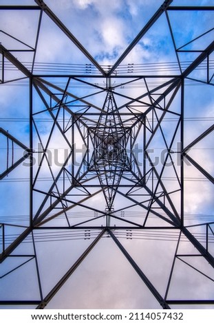 View of the Inside of an electricity pylon