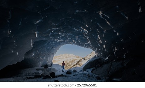 The view from inside an ice cave