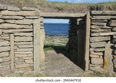 View from inside a neolithic house at Knap of Howar, Papa Westray, Orkney, Scotland - Shutterstock ID 2045447918