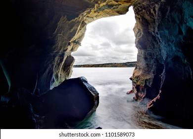 View From Inside A Sea Cave.