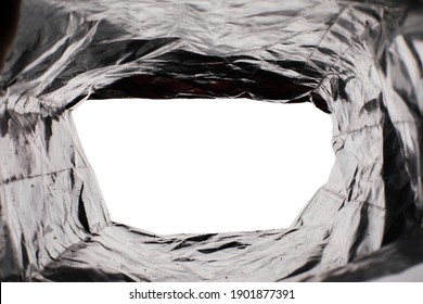 View from inside a snacks bag, look from the inside of a chips bag
