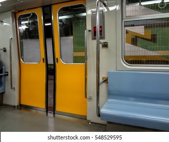 View Inside Subway Door Opening In The Station