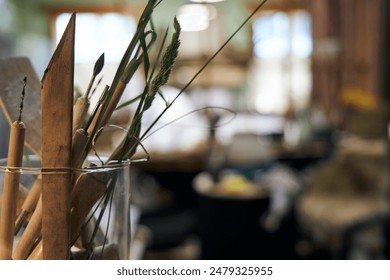 view of the interior of the artist's pottery studio, a small pottery business - Powered by Shutterstock