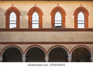 view of the interior of the Castle in the area of the Olympic flame during the 2026 Milano Cortina Winter Olympics, Milan, Italy