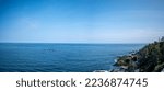 View into the Atlantic Ocean near Otter Cliff Overlook in Acadia National Park, Maine, USA.