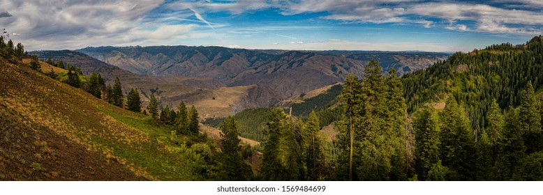 A View Into Idaho From Hells Canyon Overlook In Oregon.