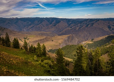 A View Into Idaho From Hells Canyon Overlook In Oregon.