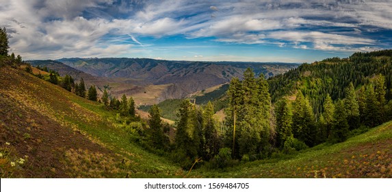 A View Into Idaho From Hells Canyon Overlook In Oregon.