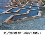 A view of the intricate pools and water fountains at the Bertel Thorvadlsens Square in front of the museum