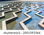 A view of the intricate pools and water fountains at the Bertel Thorvadlsens Square in front of the museum