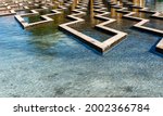 A view of the intricate pools and water fountains at the Bertel Thorvadlsens Square in front of the museum