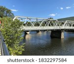 View of Iron Bridge from Buckland Side of Deerfield River Shelburne Falls Massachusetts