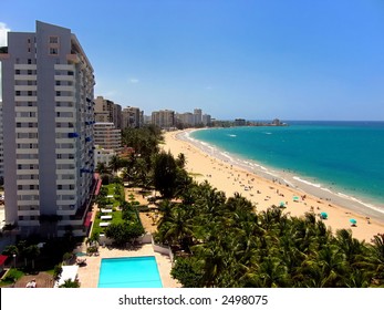 A View Of Isla Verde Beach In San Juan, Puerto Rico, USA.