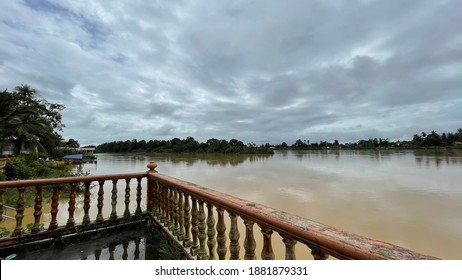 A View Of An Island On A Wide River Called Terengganu River At Kuala Terengganu, Malaysia.