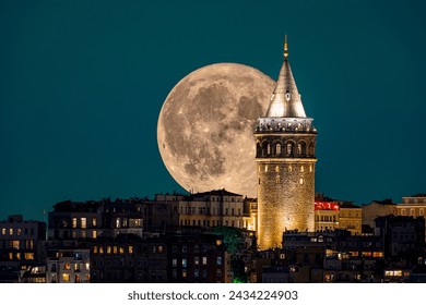 View of Istanbul Galata Tower from Üsküdar. Turkey