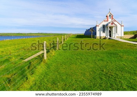View of the Italian Chapel, in Lamb Holm, Orkney Islands, Scotland, UK