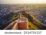 view of Jaipur, the capital of Rajasthan, over Nahargarh Fort in India