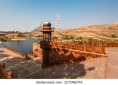 View From Jaswant Thada At The Hills, Pond And Telecom Tower, Jodhpur, Rajasthan, India, Asia