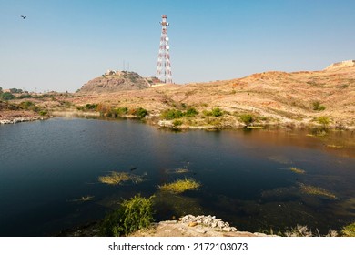 View From Jaswant Thada At The Hills, Pond And Telecom Tower, Jodhpur, Rajasthan, India, Asia