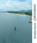 View of Jayapura Beach from Youtefa Bridge, Located in Yos Sudarso Bay, Jayapura, Papua, Indonesia
