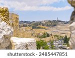 View of Jerusalem and the walls of the Old City of Jerusalem,Israel