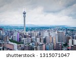 View of Johannesburg over Hillbrow near the Tower, raining / overcast morning.